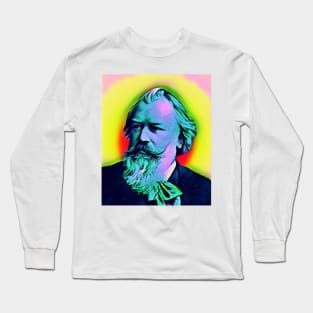 Johannes Brahms Golden Colourful Portrait | Johannes Brahms Artwork 11 Long Sleeve T-Shirt